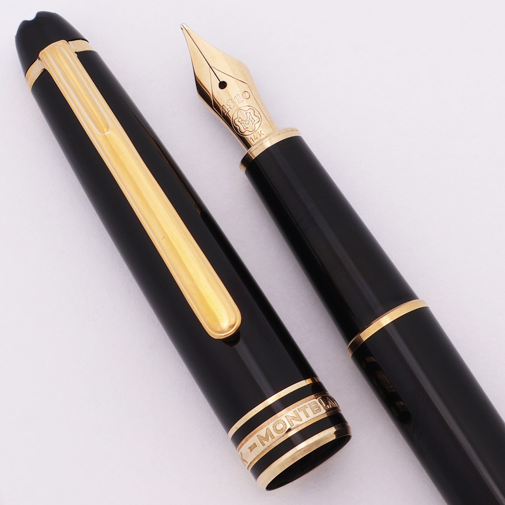 MONTBLANC 万年筆 144 14K ペン先 Montblanc Meisterstuck 144 Fountain Pen - Black, GT, C/C, Medium